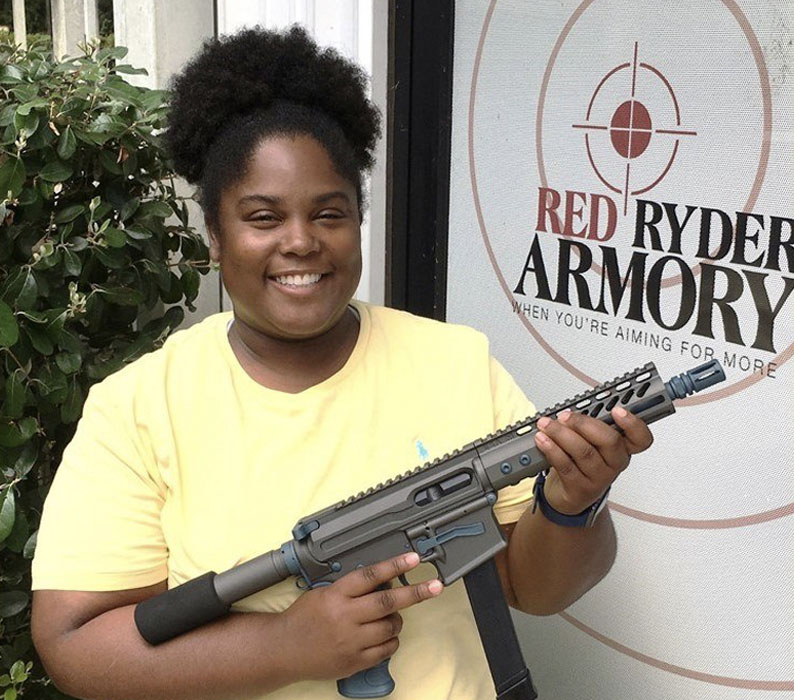 Customer demos Red Ryder Armory custom 9mm AR pistol